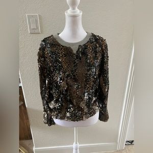 Women’s Top, Dress Gallery, Silver, Long Sleeve, Round Neck, Size S/36(FR)